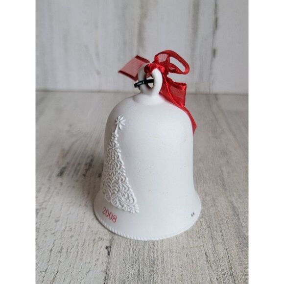 Hallmark 2008 porcelain Bell ornament Xmas tree white - Picture 2 of 8